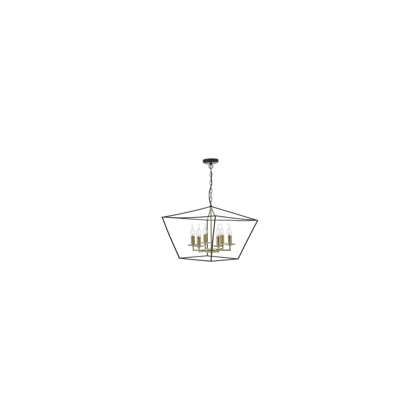 Gretchen 6-Light Pendant Matt Black & Polished Brass