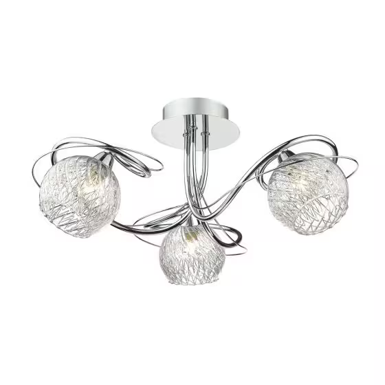 Rehan 3-Light Semi Flush Polished Chrome