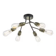Remy 6-Light Semi Flush Black & Antique Brass