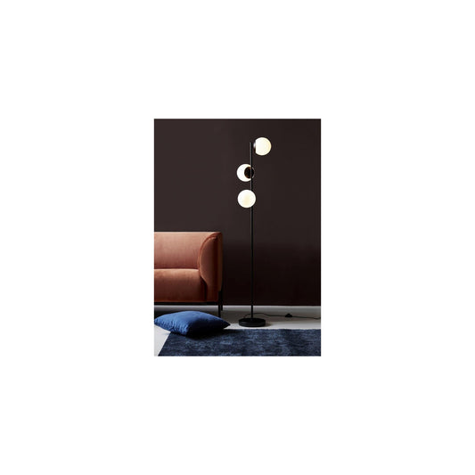 Lilly 3-Light Floor Lamp Black with Opal White Glass