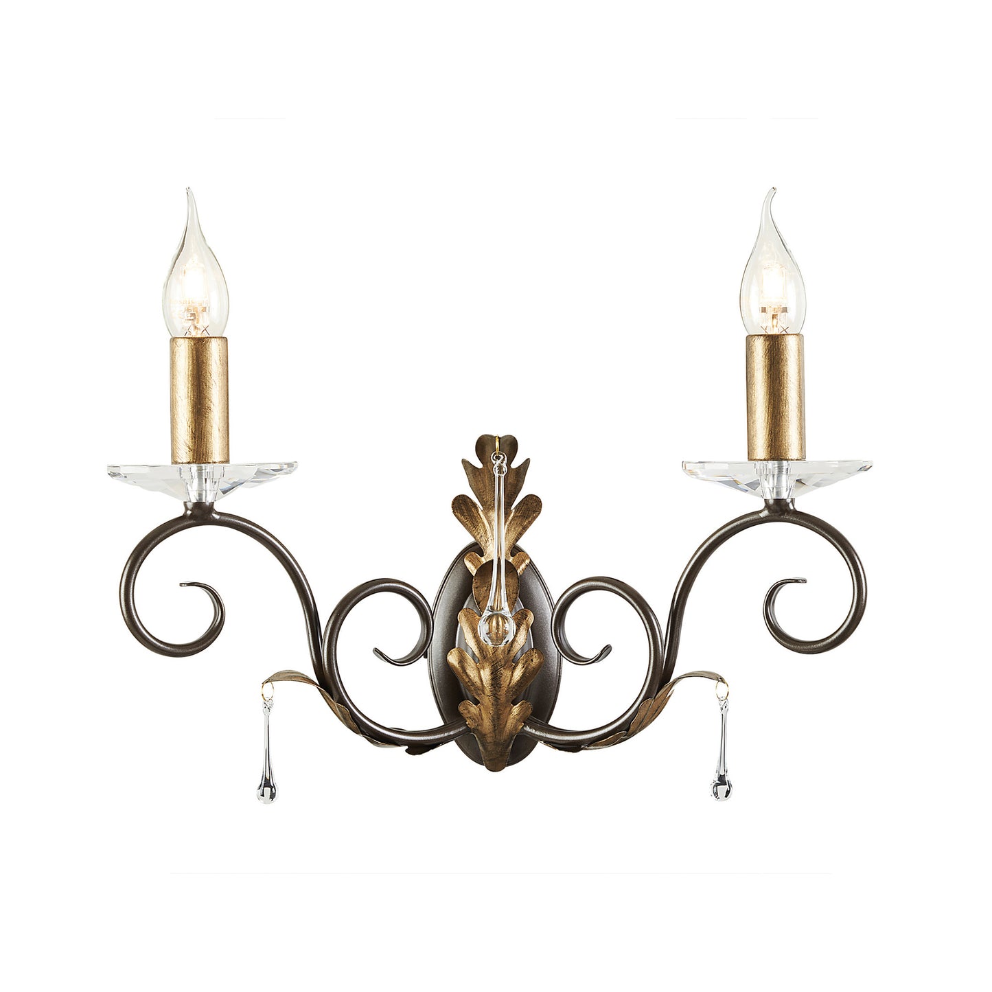Amarilli 2-Light Wall Bracket with Clear Glass Drops