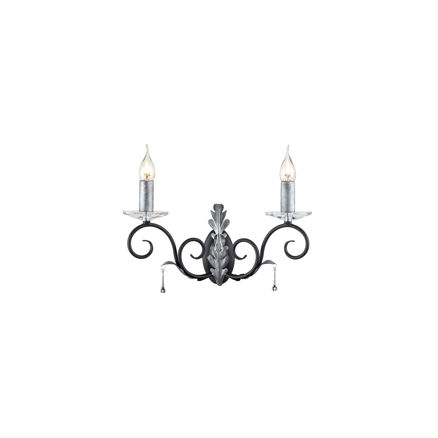 Amarilli 2-Light Wall Bracket with Clear Glass Drops