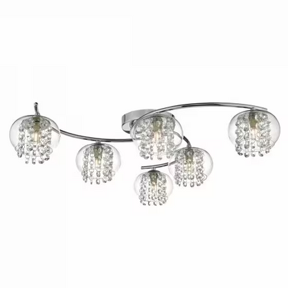 Elma 6-Light Semi Flush Polished Chrome & Glass