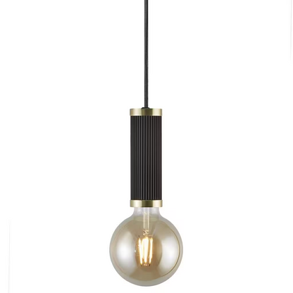 Galloway Single Pendant Black & Brass