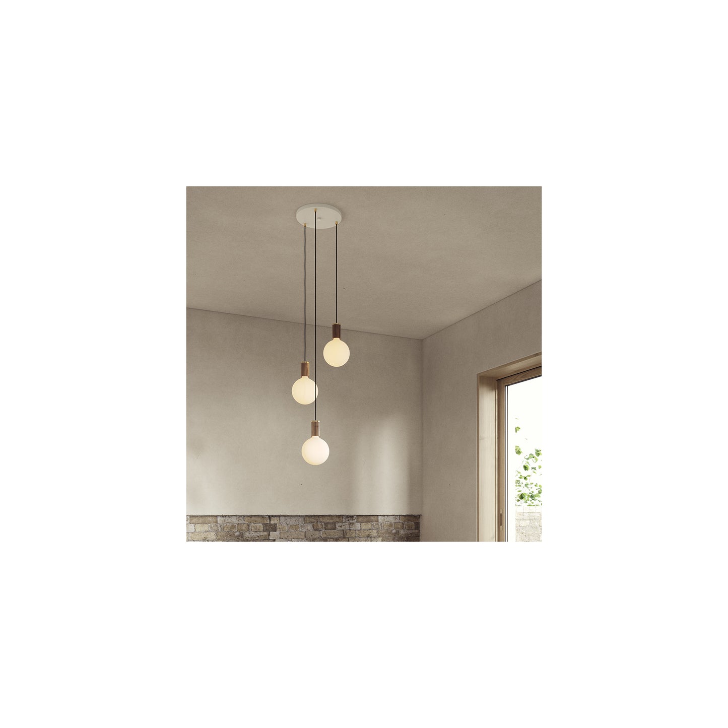 Triple Pendant White with Sphere IV