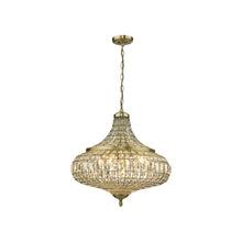 Asmara 6-Light Pendant Antique Brass with Crystal