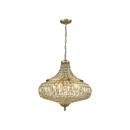 Asmara 6-Light Pendant Antique Brass with Crystal