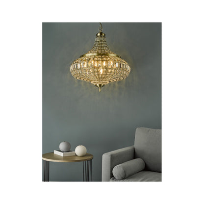 Asmara 6-Light Pendant Antique Brass with Crystal