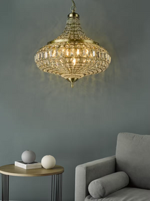 Asmara 6-Light Pendant Antique Brass with Crystal