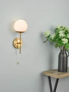 Bombazine Wall Light Natural Brass with Opal Glass