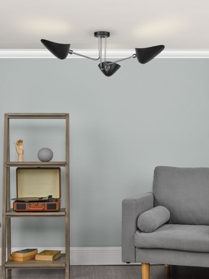 Dar Sebastian 3-Light Semi Flush Ceiling Light