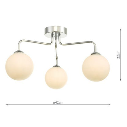 Dar Feya 3-Light Semi-Flush Ceiling Light
