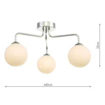 Feya 3-Light Semi Flush Polished Chrome
