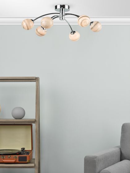 Dar Izzy 6-Light Semi-Flush Ceiling Light
