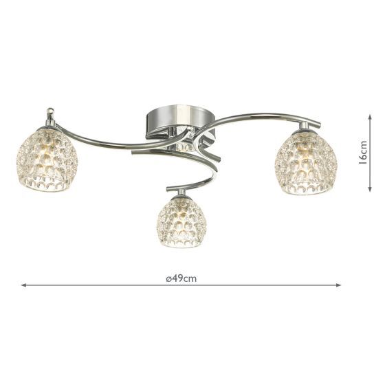 Dar Nakita 3 Light Semi-Flush Ceiling Light
