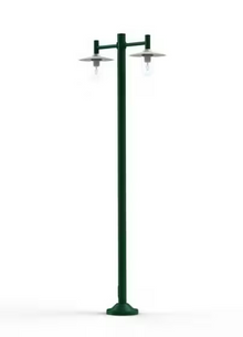 Montana Model 4 Double Arm Clear Glass & Copper Shade Lamp Post with Cast Aluminium Pole