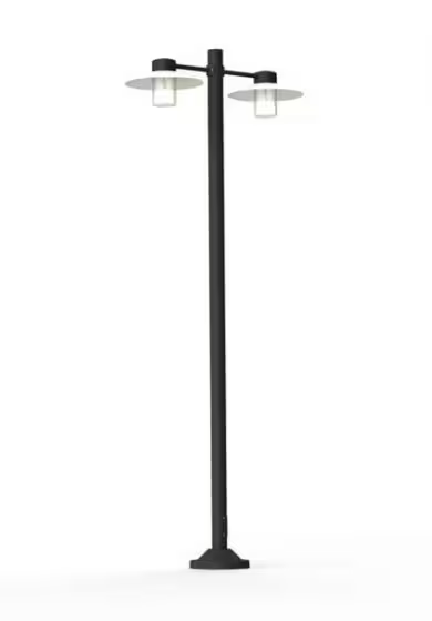 Aubanne Large Double Arm Frosted Glass Lamp Post with Opal Polycarbonate Reflector
