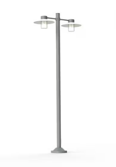 Aubanne Large Double Arm Frosted Glass Lamp Post with Opal Polycarbonate Reflector