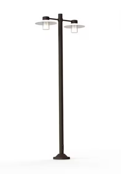 Aubanne Large Double Arm Frosted Glass Lamp Post with Opal Polycarbonate Reflector