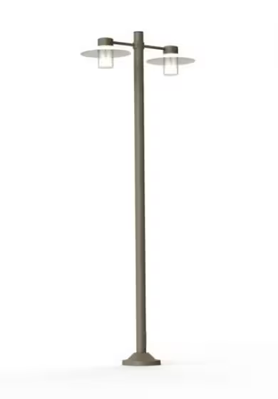 Aubanne Large Double Arm Frosted Glass Lamp Post with Opal Polycarbonate Reflector
