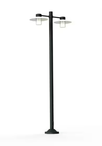Aubanne Large Double Arm Frosted Glass Lamp Post with Opal Polycarbonate Reflector