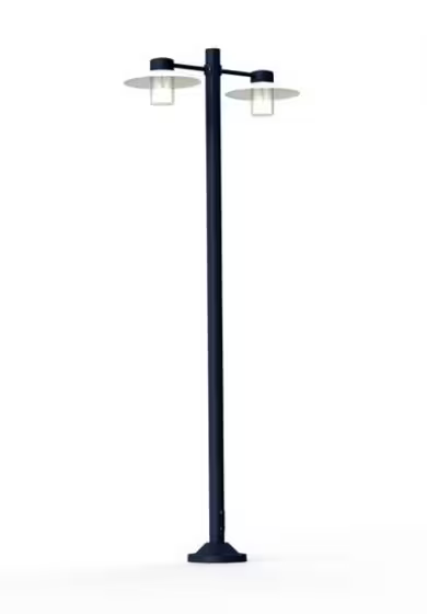 Aubanne Large Double Arm Frosted Glass Lamp Post with Opal Polycarbonate Reflector