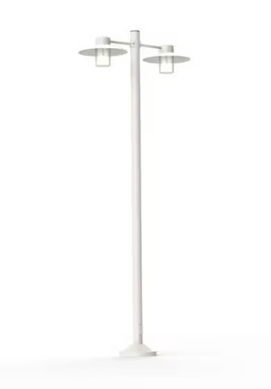 Aubanne Large Double Arm Frosted Glass Lamp Post with Opal Polycarbonate Reflector