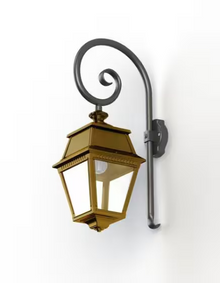 Avenue 2 Clear Glass Swan Neck Wall Bracket with Four-Sided Lantern