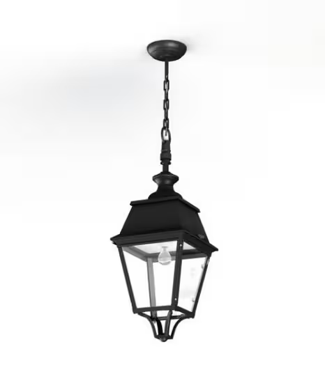 Avenue 4 Clear Glass E27 Chain Pendant with Four-Sided Lantern