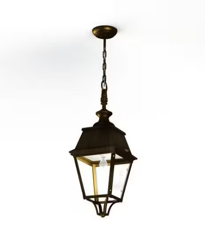 Avenue 4 Clear Glass E27 Chain Pendant with Four-Sided Lantern