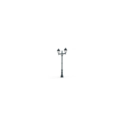 Avenue 4 Large Double Arm Opal Glass Street Lamp with Four-Sided Lantern