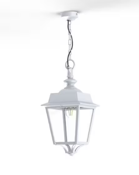 Place des Vosges 1 Evolution Clear Glass Chain Pendant with Four-Sided Lantern