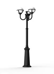 Boreal Model 9 Opal Glass Pole 3 Lanterns Street Lamp