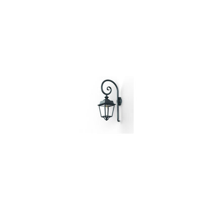 Place des Vosges 1 Evolution Model 5 Clear Glass Swan Neck E27 Wall Bracket with Four-Sided Lantern