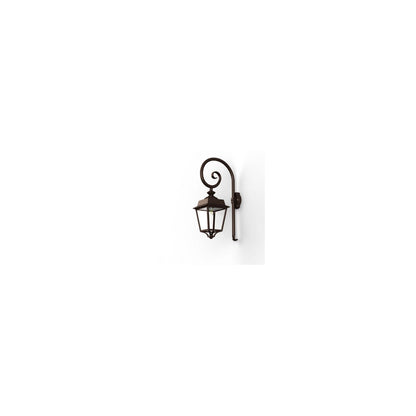 Place des Vosges 1 Evolution Model 5 Clear Glass Swan Neck E27 Wall Bracket with Four-Sided Lantern