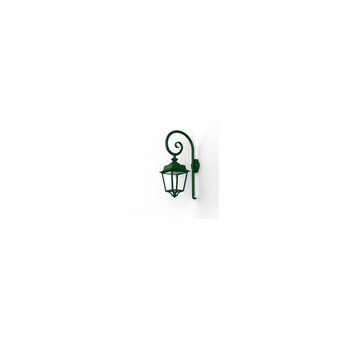 Place des Vosges 1 Evolution Model 5 Clear Glass Swan Neck E27 Wall Bracket with Four-Sided Lantern