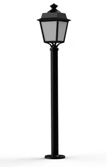 Place des Vosges 1 Evolution Model 9 Large Opal Glass Lamp Post with Minimalist lines style lantern