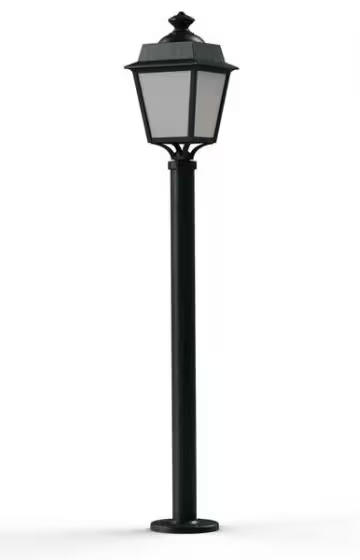 Place des Vosges 1 Evolution Model 9 Large Opal Glass Lamp Post with Minimalist lines style lantern