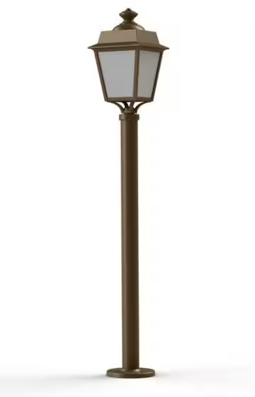 Place des Vosges 1 Evolution Model 9 Large Opal Glass Lamp Post with Minimalist lines style lantern