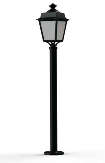 Place des Vosges 1 Evolution Model 9 Large Opal Glass Lamp Post with Minimalist lines style lantern