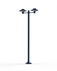 Kerlouan Large Double Arm Clear Glass Lamp Post with Minimalist Lines Style Lantern