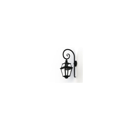 Place Des Vosges 2 Clear Glass Swan Neck Wall Bracket with Four-Sided Lantern
