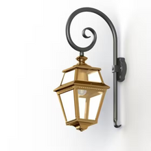Place Des Vosges 2 Clear Glass Swan Neck Wall Bracket with Four-Sided Lantern
