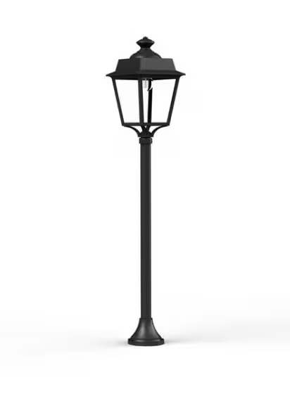 Place des Vosges 1 Evolution Small Clear Glass Lamp Post with Four-Sided, Glass Style Lantern