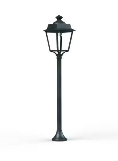 Place des Vosges 1 Evolution Small Clear Glass Lamp Post with Four-Sided, Glass Style Lantern