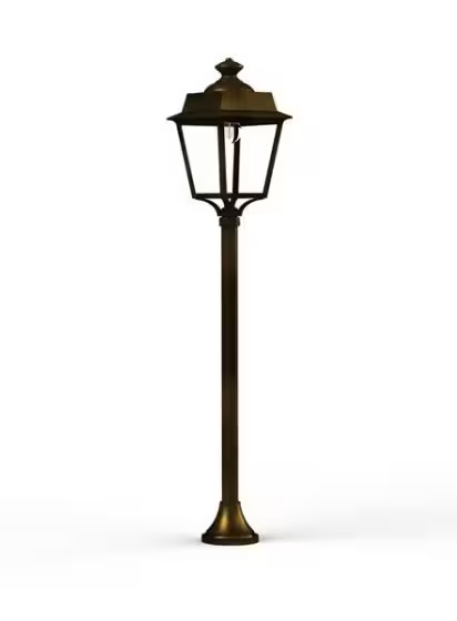Place des Vosges 1 Evolution Small Clear Glass Lamp Post with Four-Sided, Glass Style Lantern