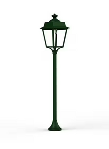 Place des Vosges 1 Evolution Small Clear Glass Lamp Post with Four-Sided, Glass Style Lantern