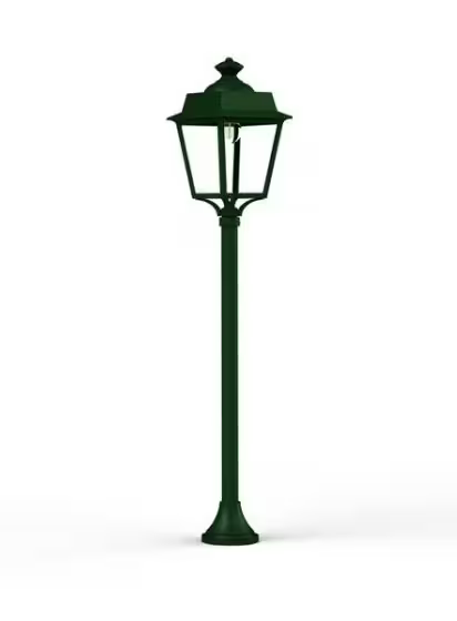 Place des Vosges 1 Evolution Small Clear Glass Lamp Post with Four-Sided, Glass Style Lantern