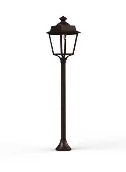 Place des Vosges 1 Evolution Small Clear Glass Lamp Post with Four-Sided, Glass Style Lantern