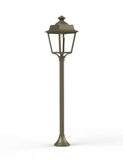Place des Vosges 1 Evolution Small Clear Glass Lamp Post with Four-Sided, Glass Style Lantern